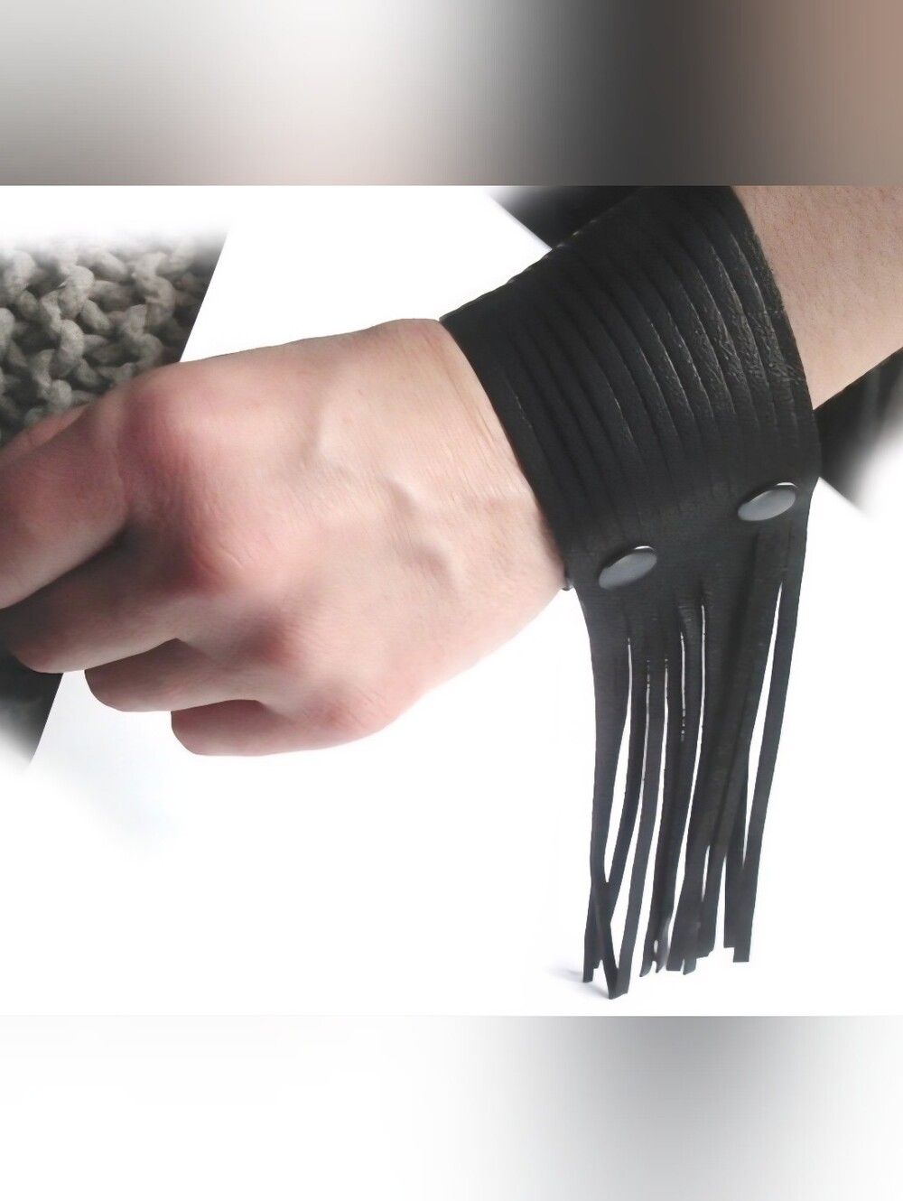 Black Fringe Bracelet Cuff